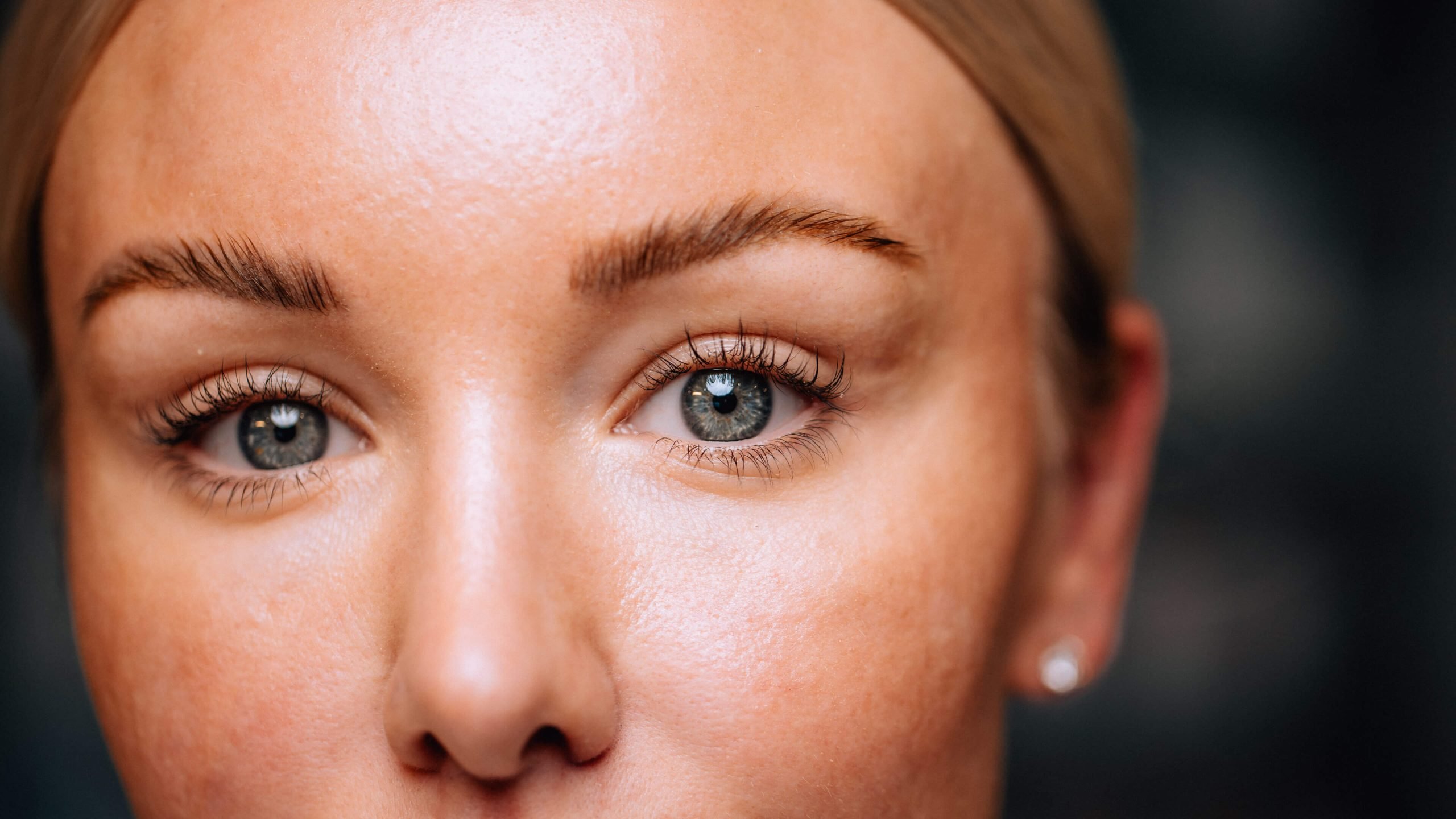 Close-up of a woman’s eyes and nose